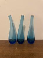 Vintage IKEA Blenko Stijl Vazen, Gebruikt, Blauw, Ophalen of Verzenden, Glas
