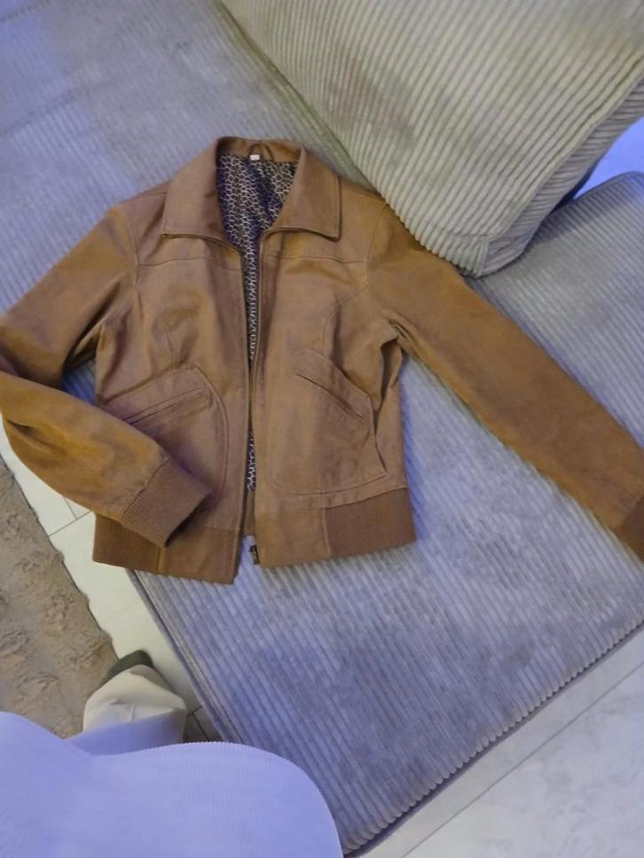 Echt Lederen Dames Jas - Maat M - Caramel, Kleding | Dames, Jassen | Zomer, Zo goed als nieuw, Maat 38/40 (M), Bruin, Ophalen of Verzenden