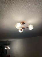 Koperen Plafondlamp met Glazen Bollen, Ophalen, Zo goed als nieuw, Metaal