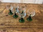 Vintage wijnglazen/roemer glazen groene gedraaide voet/poot, Verzamelen, Glas en Borrelglaasjes, Overige typen, Ophalen of Verzenden