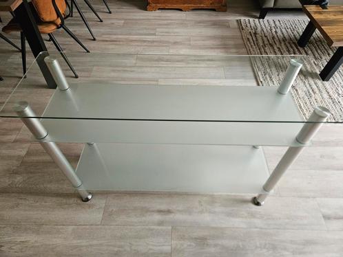 Glazen side table 3 laags 120x40x82, Huis en Inrichting, Tafels | Sidetables, Zo goed als nieuw, 25 tot 50 cm, 100 tot 150 cm