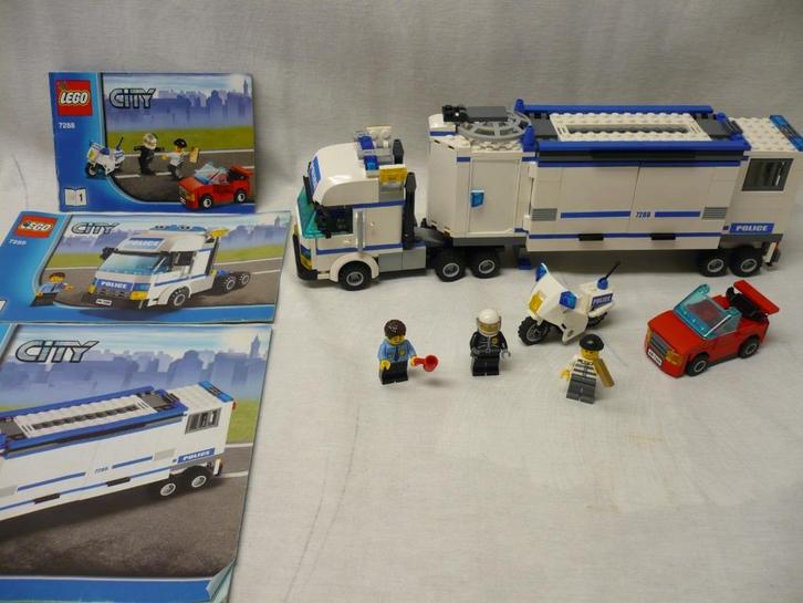 Lego city 7288 Mobiele politiepost, motor, auto, 3 minifigs., Kinderen en Baby's, Speelgoed | Duplo en Lego, Gebruikt, Lego, Complete set