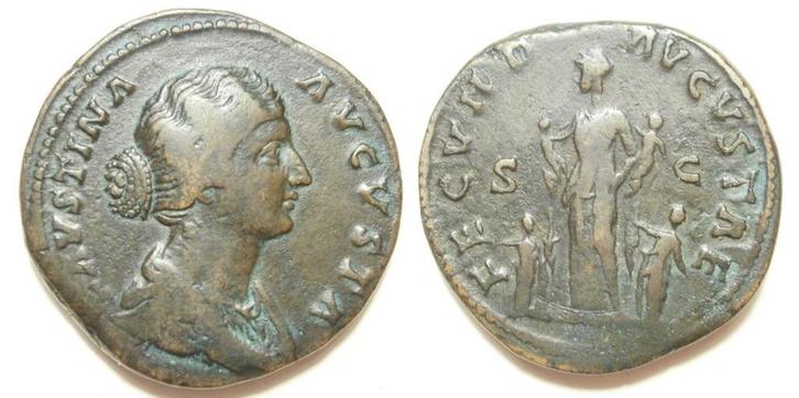 Romeinse munt Faustina II Sestertius -FECVND AVGVSTAE, S C, Postzegels en Munten, Munten | Europa | Niet-Euromunten, Losse munt