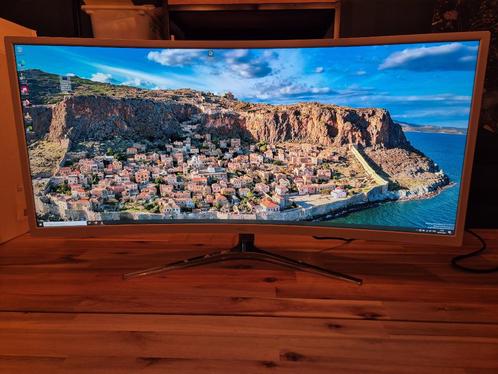 Monitor 34" curved ultrawide, Computers en Software, Monitoren, Gebruikt, 61 t/m 100 Hz, DisplayPort, DVI, HDMI, Gaming, Curved