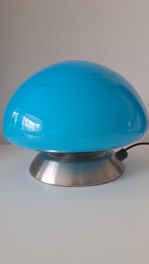 Blauwe Space Age Paddestoel Lamp, Huis en Inrichting, Lampen | Vloerlampen, Zo goed als nieuw, Minder dan 100 cm, Glas, Metaal