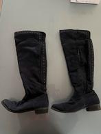 Suède hoge laarzen donder blauw met rits maat 40, Ophalen, Hoge laarzen, Blauw, Zo goed als nieuw