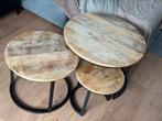 Mangohouten salontafels, Ophalen, Rond, 50 tot 100 cm, Zo goed als nieuw