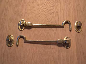 2x new old stock ntiek koperen kajuithaak - deur / Raam besl beschikbaar voor biedingen