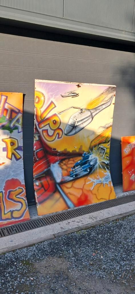 Graffiti panelen van de kermis jaren 80/90, Verzamelen, Merken en Reclamevoorwerpen, Reclamebord, Ophalen