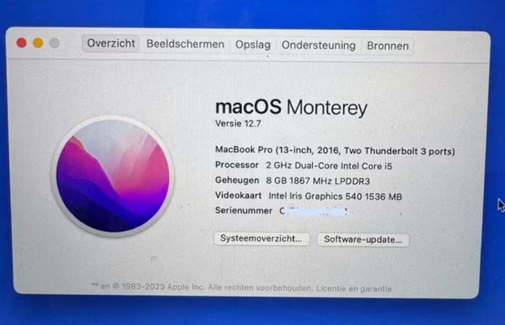 Macbook Pro 13-inch 2016, 8 GB RAM, 512 GB SSD Touchpar, Computers en Software, Apple Macbooks, Gebruikt, MacBook Pro, 13 inch
