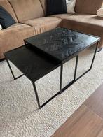 Salon tafel set zwart vissengraad, Ophalen, Rond, 50 tot 100 cm, Zo goed als nieuw