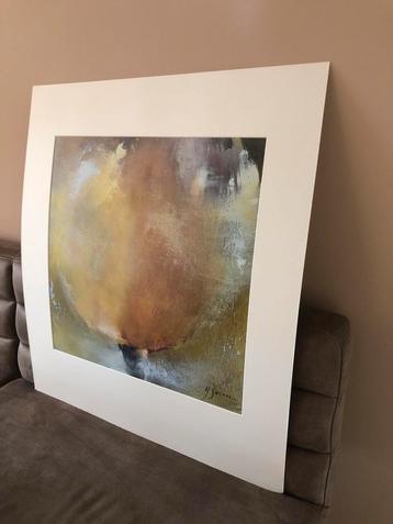 Aquarel bloem in passe-partout 80x90 beschikbaar voor biedingen