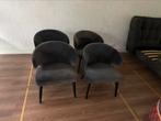 4 Minotti Aston low dining stoelen, Ophalen, Blauw, Zo goed als nieuw, Stof
