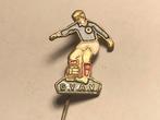 Metalen G.A.V.V. VOETBALLER Voetbalclub Speld (Blauw/Wit)., Verzenden, Zo goed als nieuw, Sport, Speldje of Pin