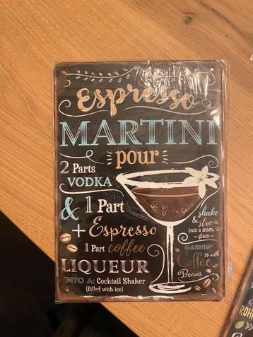 Metaal bord espresso martini mancave beschikbaar voor biedingen