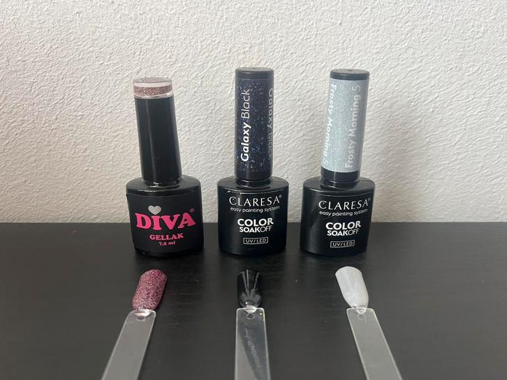 Diva & Claresa Gellak - 3 kleuren, Sieraden, Tassen en Uiterlijk, Uiterlijk | Cosmetica en Make-up, Zo goed als nieuw, Toebehoren