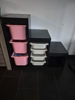 Zwarte trofast kast ikea. 4 roze en 4 witte bakken, Kinderen en Baby's, Kinderkamer | Commodes en Kasten, Ophalen, Zo goed als nieuw