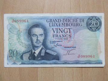 Bankbiljet twintig frank vingt francs - Luxembourg 07.03.66