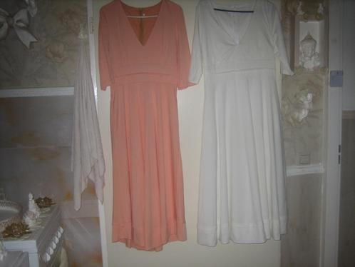 2 prachtige jurken strets stof .1 wit 1 roze, Kleding | Dames, Jurken, Nieuw, Maat 42/44 (L), Wit, Knielengte, Ophalen of Verzenden
