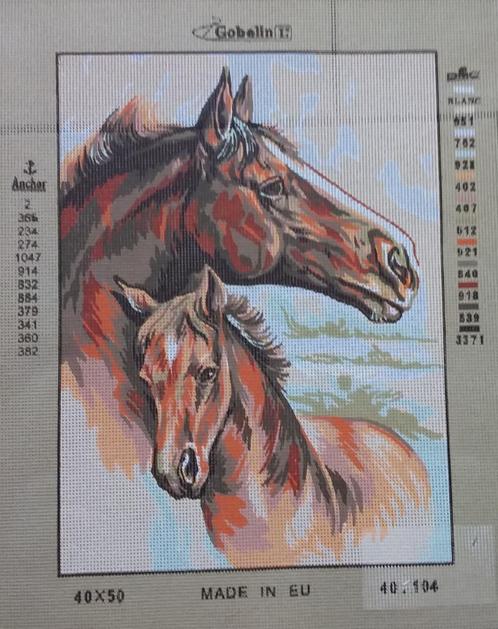 Cado VOORBEDRUKT BORDUURSTRAMIEN   2 PAARDEN  104, Hobby en Vrije tijd, Borduren en Borduurmachines, Nieuw, Borduurpakket, Ophalen of Verzenden