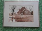 aquarel in lijst/glas Boerderij Groenhoven te Wieringerwaard, Ophalen of Verzenden