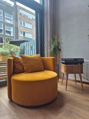 Loveseat Mosterdgeel Ribstof beschikbaar voor biedingen