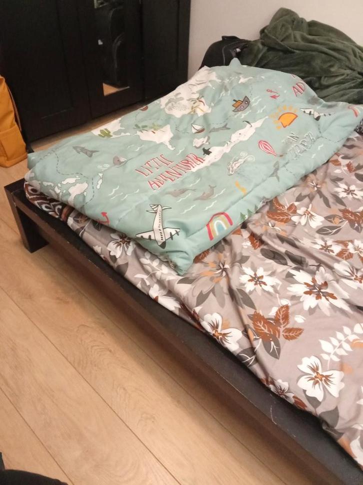 IKEA MALM 140x200cm Black, Huis en Inrichting, Slaapkamer | Bedden, Gebruikt, Tweepersoons, 140 cm, 200 cm, Hout, Zwart, Ophalen