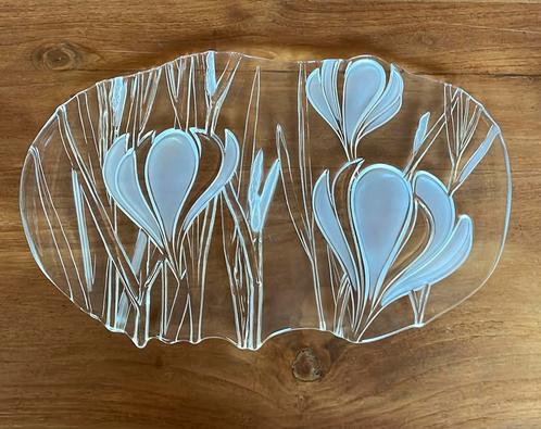 Kristallen serveerschaal krokussen, Antiek en Kunst, Antiek | Glas en Kristal, Ophalen of Verzenden