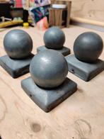 4x Paalkap Verzinkt Bol - 7x7 cm Palen, Tuin en Terras, Tuinpoorten, Ophalen of Verzenden, Gebruikt, Staal