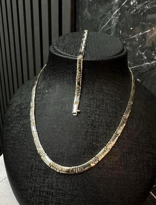 14K gouden massieve Bicolor set, Sieraden, Tassen en Uiterlijk, Kettingen, Nieuw, Goud, Goud, Ophalen of Verzenden