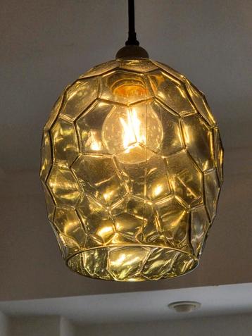 Vintage glazen hanglamp smokeglas bubbel beschikbaar voor biedingen