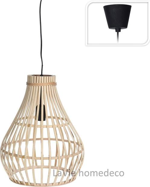 Moderne hanglamp van bamboe, Huis en Inrichting, Lampen | Hanglampen, Nieuw, Minder dan 50 cm, Kunststof, Verzenden