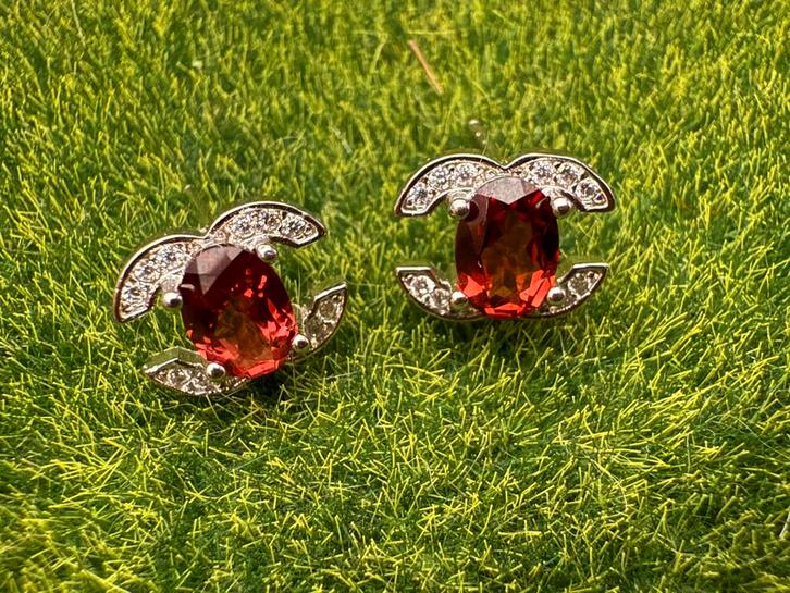 Zilveren Oorbellen Granaat & Zirkonia Kerstcadeau, Sieraden, Tassen en Uiterlijk, Oorbellen, Nieuw, Knopjes of Stekers, Zilver