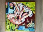 Olieverf schilderij met worstelaars, Antiek en Kunst, Ophalen