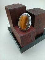 Zilveren ring met tijgeroog - Ringmaat 18.45, Sieraden, Tassen en Uiterlijk, Ringen, Ophalen of Verzenden, Nieuw