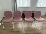 4 stoelen roze zitvlak, Huis en Inrichting, Stoelen, Ophalen, Overige kleuren, Zo goed als nieuw, Metaal