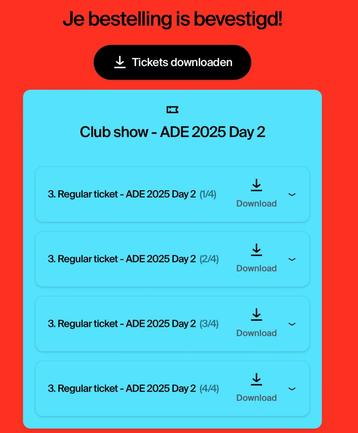 6 tickets te koop Komm Schon Alter @ ADE 25 oktober beschikbaar voor biedingen