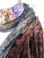 Fluwelen velvet sjaal paars lila beige blauw, Kleding | Dames, Mutsen, Sjaals en Handschoenen, Ophalen of Verzenden, Sjaal, Zo goed als nieuw