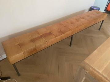 Cognac kleur leren industrial eettafel bank beschikbaar voor biedingen