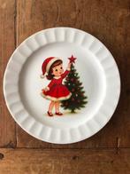 Prachtig wandbord met afbeelding van meisje Kerst kerstboom, Ophalen of Verzenden, Zo goed als nieuw