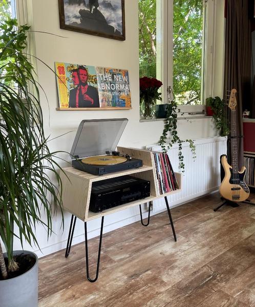 Houten Lp kast meubel voor platenspeler, versterker en vinyl, Huis en Inrichting, Kasten | Overige, Nieuw, Ophalen