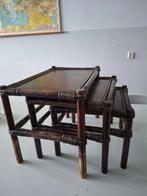 vintage set bijzettafels mimiset bamboe/manou jaren70 design, Huis en Inrichting, 45 tot 60 cm, Overige materialen, Minder dan 55 cm