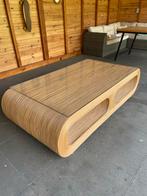 Rotan Salontafel met Glazen Blad, Huis en Inrichting, Tafels | Salontafels, Ophalen, 50 tot 100 cm, 150 tot 200 cm, Minder dan 50 cm