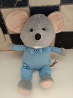 Grijze muis, beige oren en voeten, blauw pakje, JSQ toys., Ophalen of Verzenden, Zo goed als nieuw, Overige typen