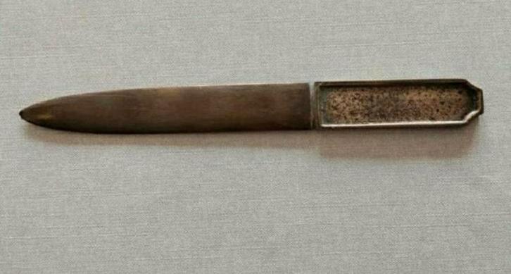 Brievenopener,post,Dolk,messing,Mes,geel,Briefopener,brief, Antiek en Kunst, Antiek | Kantoor en Zakelijk, Ophalen of Verzenden