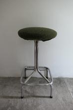 Vintage kruk chroom stof groen, Huis en Inrichting, Krukjes, Ophalen of Verzenden, Zo goed als nieuw, IJzer