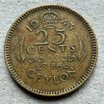 Ceylon 25 cents 1943, Postzegels en Munten, Munten | Azië, Verzenden