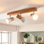 Plafondlamp Thorin met drie lampjes met hout, Huis en Inrichting, Lampen | Plafondlampen, Ophalen of Verzenden, Zo goed als nieuw