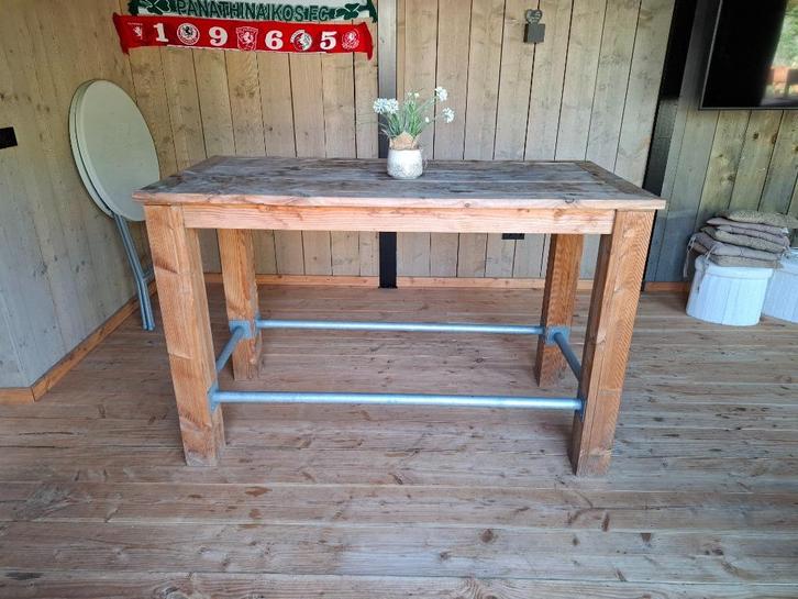 Hoge tafel plus 6 krukken, Huis en Inrichting, Tafels | Statafels, Gebruikt, Ophalen