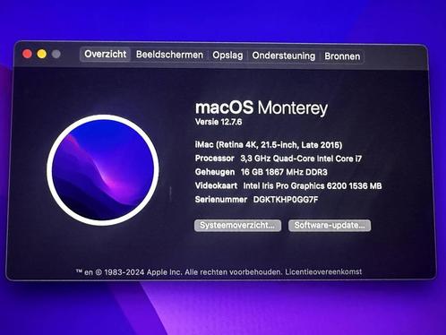 iMac Late 2015 Retina 4K - 16 GB, Computers en Software, Apple Desktops, Gebruikt, iMac, Onbekend, 3 tot 4 Ghz, 16 GB, Ophalen